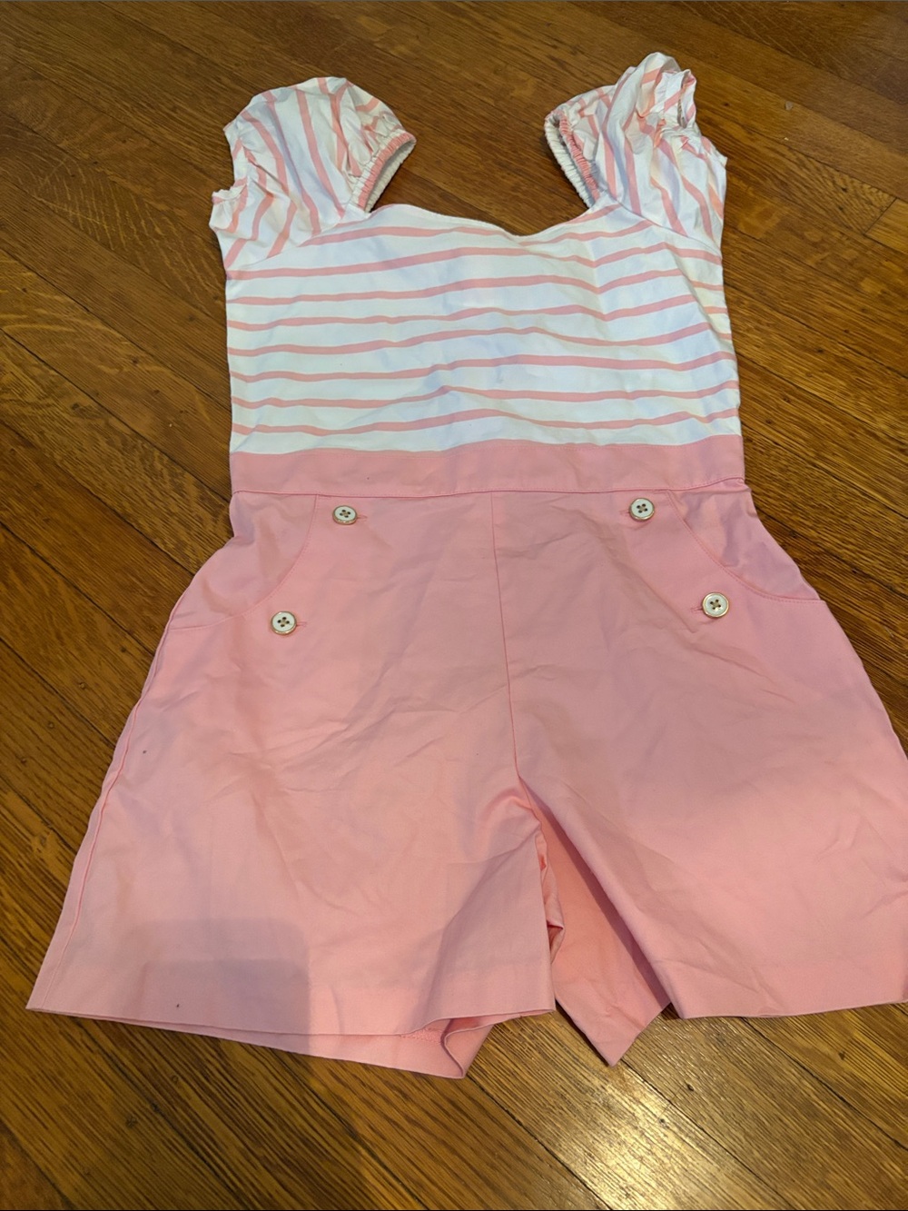 Janie and Jack Pink Striped Romper